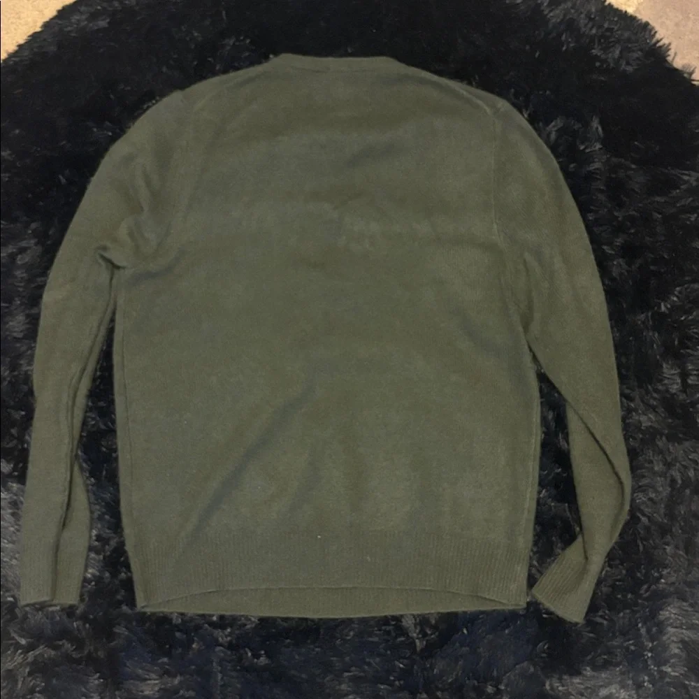 Article 365 Men's Olive V-Neck 100% Cashmere Sweater Size L